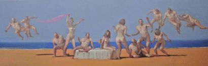 JAMBON Xavier (né en 1970) « Les Noces » 2017 Acrylique sur toile 45 x 140 cm Non...