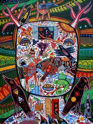 SISI Julia (née en 1957) « Black-Birds » 2015 Encres et acrylique sur toile, sur...