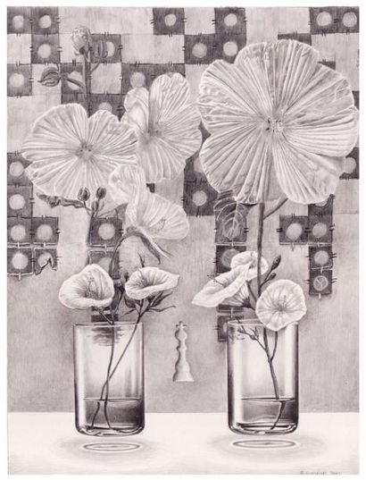 DUMAINE Bernard (né en 1953) « Flowers» 2012 Dessin au crayon sur papier Canson «...