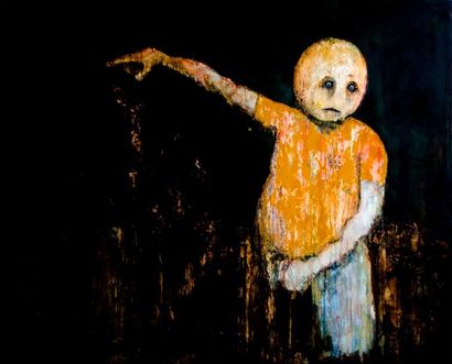 JENOLA (né en 1961) « Judas » 2016 Acrylique, encre et bitume sur toile 130 x 162...
