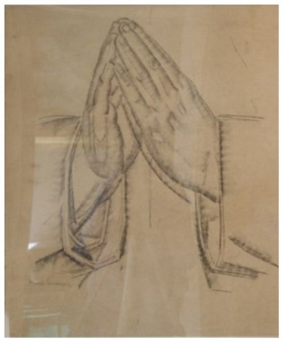 null La prière, 1922 Fusain signé en bas à gauche et daté 47 x 40 cm