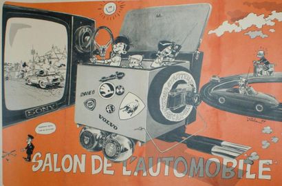 SPIROU SALON DE L’AUTOMOBILE Supplément Spirou du 30/10/1969 (offset) - 49 x 73 cm...