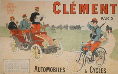 BOMBLED CYCLES & AUTOMOBILES CLÉMENT.Vers 1906 Imp.Moullot, Fils-Ainé, Marseille-Paris...