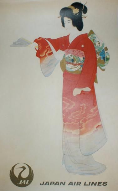 ANONYME JAL.”JAPAN AIR LINES” Printed in Japan (offset) - 100 x 60 cm - Entoilée,...
