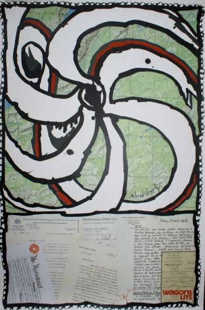ALECHINSKY PIERRE (NÉ EN 1927) WAGONS LITS. 1989 Affiche européenne - 90 x 60 cm...
