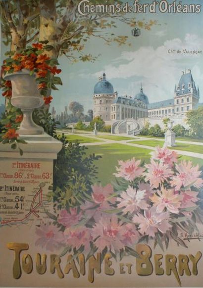 HUGO D’ALÉSI F (1849-1906) Chemins de Fer d’Orléans.TOURAINE et BERRY.”Château de...