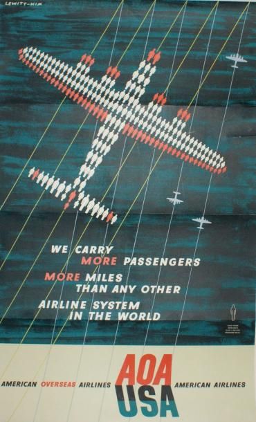 LEWITT & HIM AOA.USA.”AMERICAN OVERSEAS AIRLINES”.Vers 1950 Printed in England by...