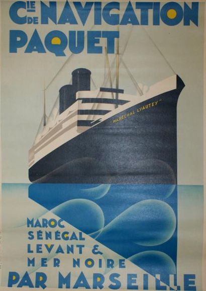 PONTY Max (1904-1972) Cie de NAVIGATION PAQUET par MARSEILLE. PAQUEBOT “MARÉCHAL...