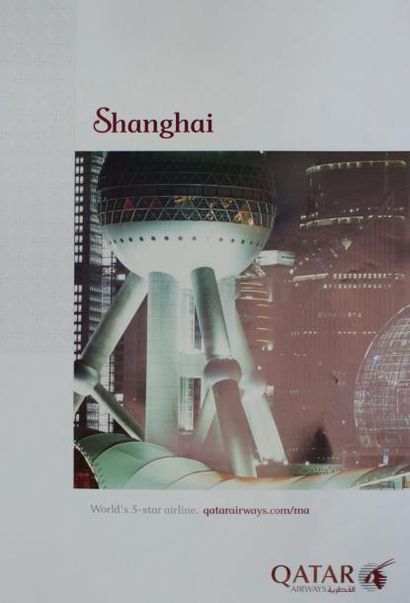 QATAR AIRWAYS (4 affiches) HONG-KONG-TOKYO - HO CHI MINH CITY - SHANGHAI Sans mention...