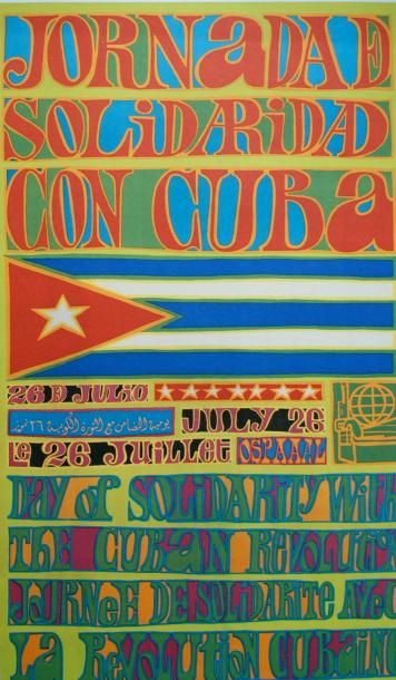 ANONYME JORNADAD SOLIDARIDAD CON CUBA.”Day of solidarity with Cuba”.26 juillet Sérigraphie...
