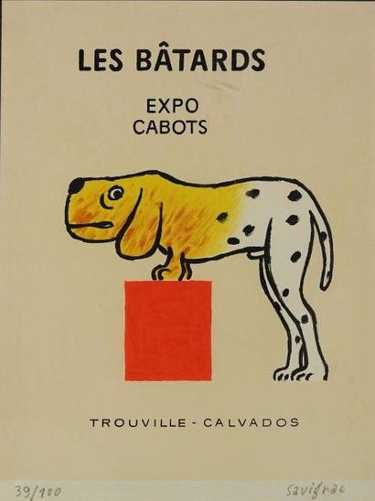 SAVIGNAC Raymond (1907 -2002) “LES BÂTARDS”.Expo Cabots, Trouville Calvados Lithographie...