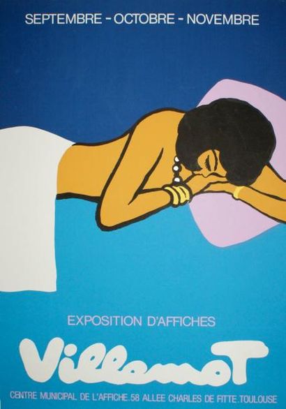 VILLEMOT Bernard (2 affiches) EXPOSITION D’AFFICHES VILLEMOT et TROUVILLE-SUR-MER.“VILLEMOT”.1977...