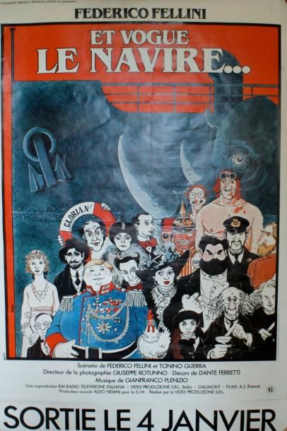 TARDI Jacques ET VOGUE LE NAVIRE. Film de Fréderico Fellini.1984 Imp Lalande Courbet,...