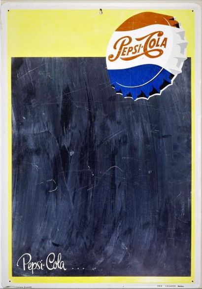 Pepsi-Cola PEPSI-COLA.Vers 1960 Plaque publicitaire et ardoise - SASAGO, Amiens -...