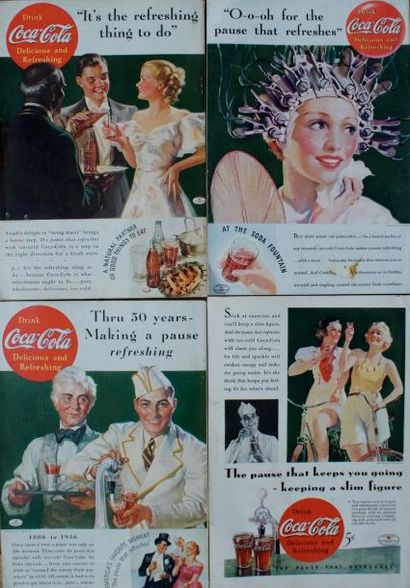 THE NATIONAL GEOGRAPHIC MAGAZINE. DRINK COCA-COLA.1934-1935-1936 Ensemble de 4 NATIONAL...