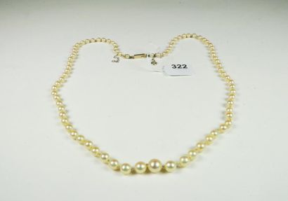 null Collier de perles de culture en chute, fermoir en or gris 18K (750/oo).