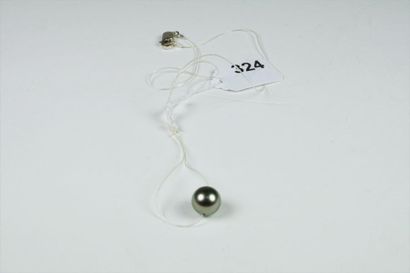 null Collier en plastique transparent retenant une perle de Tahiti (diamètre 7,9mm),...