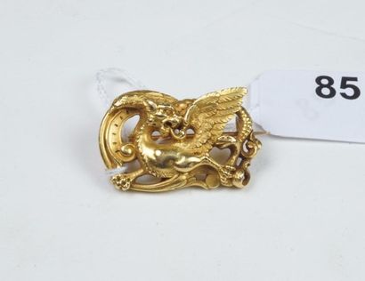 WIESE Broche "Chimère" en or jaune 18K (750/oo) ciselé. Signée. Poids brut : 10,56...