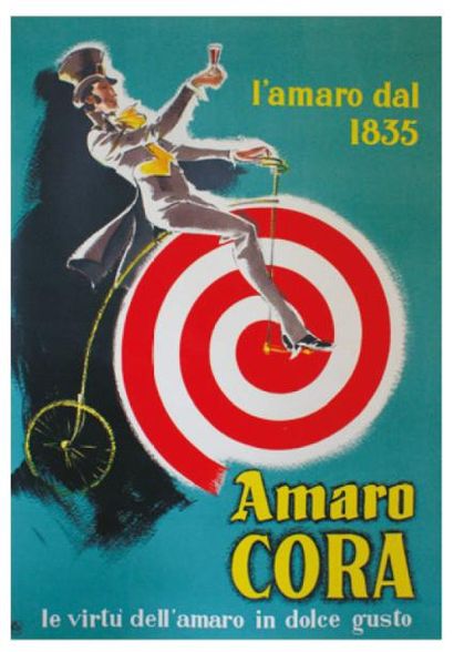ANONYME AMARO CORA "Le virtu dell'amaro in dolce gusto". Vers 1955
Editoriale Artistica,...