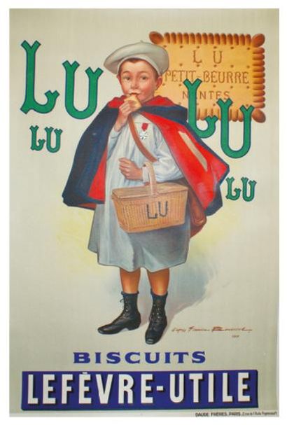 BOUISSET F (d'après) BISCUITS LEFÈVRE-UTILE. "LE PETIT ÉCOLIER". Vers 1905
Imp. Daude...