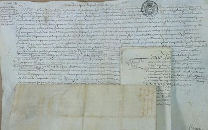 null FRANCE]. LOT DE 28 DOCUMENTS MANUSCRITS DIVERS XVe-XVIIIe s., dont un petit...