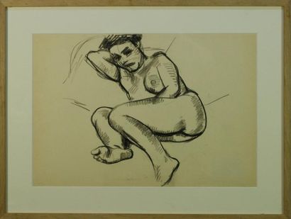 Charles KVAPIL (1884 - 1957) " Nu couché " dessin au crayon cachet d'atelier au dos...