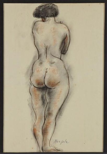 Pierre BERJOLE (1897-1990) Nu de dos Dessin signé en bas . 31 x 20 cm
