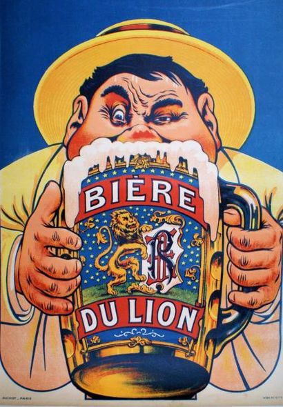 OGÉ (non signé) BIÈRE DU LION. Imp.Pichot, Paris - 80 x 58 cm - Entoilée, bon ét...