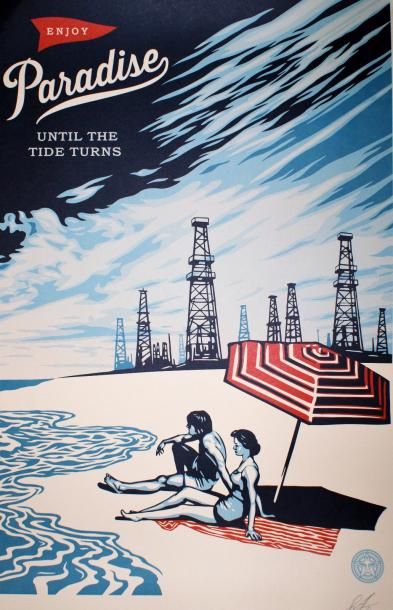 Shepard FAIREY (né en 1970) PARADISE.”Until the Tide Turns”. 2016 Lithographie -...