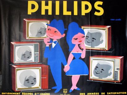 SAINT-GENIES PHILIPS TÉLÉVISION.“ ENTIÈREMENT ÉQUIPÉS 2 éme CHAÎNE”. Vers 1950 Création...