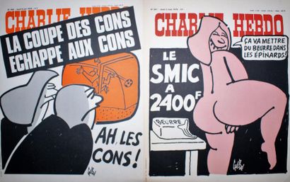 CHARLIE HEBDO - GÉBÉ (3 affichettes) 3 Affichettes kiosque de 1978 La Téléimpression,...