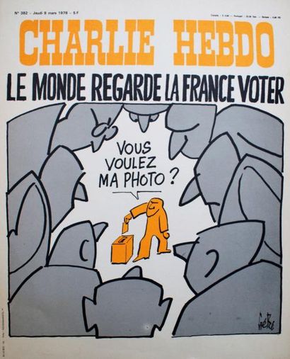 CHARLIE HEBDO - GÉBÉ (3 affichettes) 3 Affichettes kiosque de 1978 La Téléimpression,...