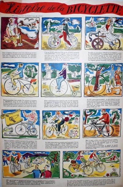 CHAMBRE NATIONALE DU CYCLE HISTOIRE DE LA BICYCLETTE Publicité J.Bazaine - 60 x 41...