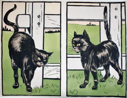 ELIOTT Harry (1882-1959) LE CHAT NOIR. Vers 1900 Sans imprimeur - 49 x 64 cm - Entoilée,...