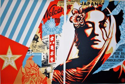 Shepard FAIREY (né en 1970) WELCOME VISITOR Dyptique - Lithographies - Signées au...