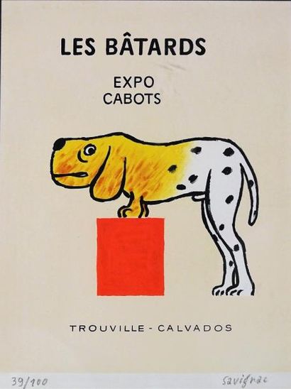 SAVIGNAC Raymond (1907 -2002) “LES BÂTARDS”. Expo Cabots, Trouville Calvados. Lithographie...