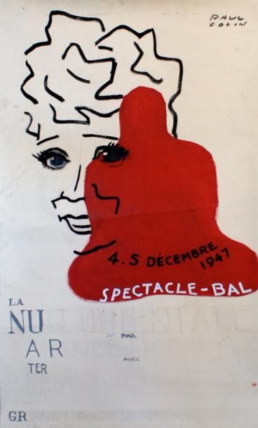 COLIN PAUL (1892-1985) LA NUIT ORIENTALE de A.Roubé-Jansky.”SPECTACLE-BAL”.1947Maquette...