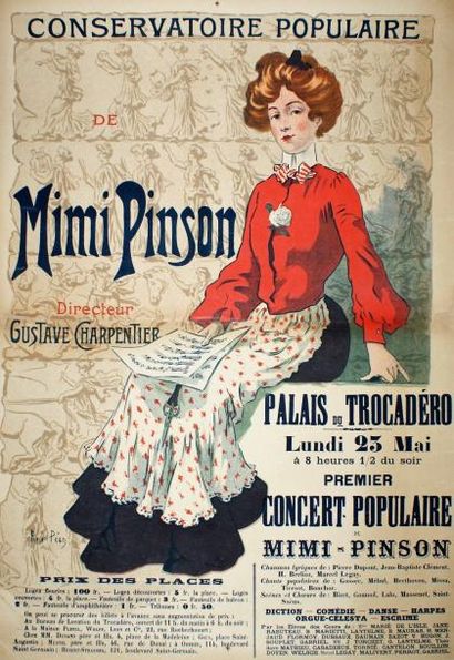 PEAN René (1875-1945) Conservatoire Populaire-PALAIS DU TROCADÉRO.”MIMI PINSON”.Vers...