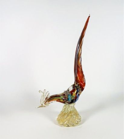 VENISE Coq en verre multicolore. H 44cm. ( accoident)