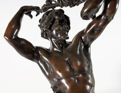 Léopold Clément STEINER (1853-1899) Groupe en bronze à patine brune, figurant un...