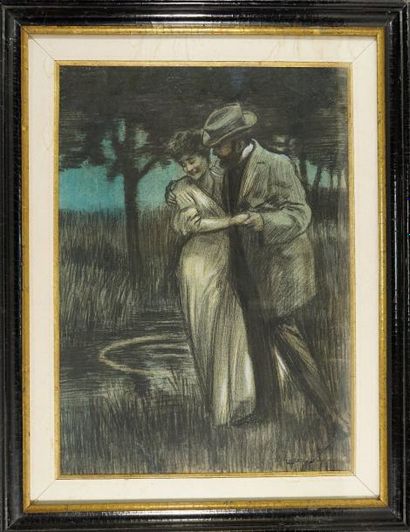 Alméry LOBEL RICHE (1880-1950) Couple. Dessin au crayon signé en bas à droite. 45...