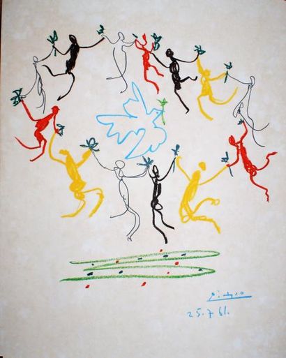 PICASSO Pablo (1881-1973) LA DANSE DE LA PAIX.1961 Sur papier canson - 66 x 50 cm...