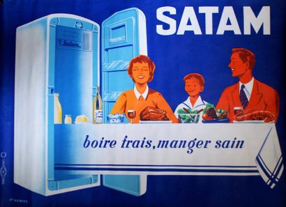 SAINT-GENIES SATAM.“BOIRE FRAIS, MANGER SAIN” Imprimerie de La Vasselais, Paris -...