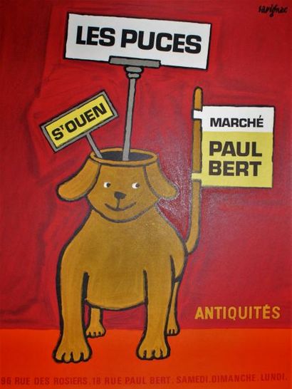 SAVIGNAC Raymond (1907- 2002) LES PUCES.St OUEN.”Marché Paul Bert”.1976 Imp.Karcher,...
