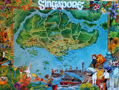 SINGAPOUR (5 affiches) SINGAPORE.Vers 1980 (5 affiches) Singapore Tourist Promotion...