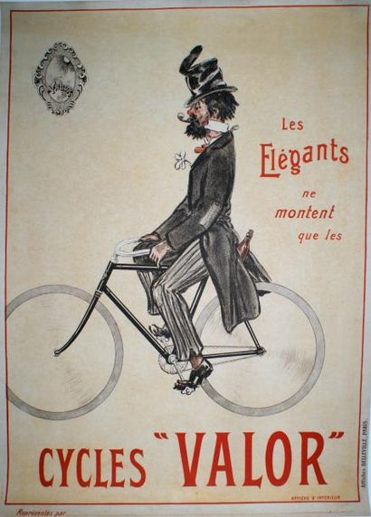 ANONYME Les élégants ne montent que sur les CYCLES VALOR. Affiches Belleville,Paris...