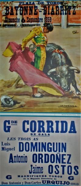 SAAVEDRA Santos (5 affiches) PLAZA DE TOROS (1956 à 1963) 5 affiches - Litho.Velasco,...