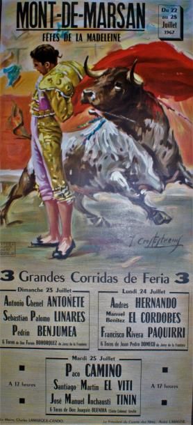 CROS ESTREMES & SAAVEDRA (5 affiches) PLAZA DE TOROS. Vers 1955-1970 5 affiches -...