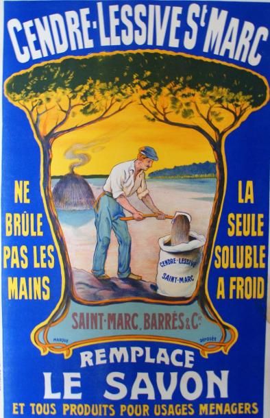 ANONYME CENDRE LESSIVES ST MARC.”Remplace le savon” Affiches Camis, Paris - 115 x...