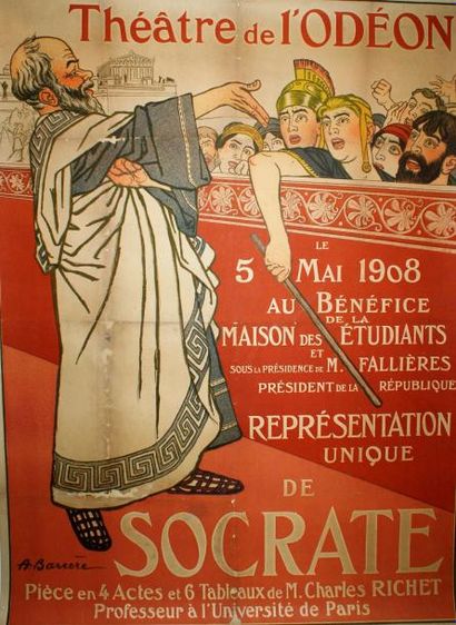 BARRERE Adrien (1877-1931) Théâtre de l’Odéon.”SOCRATE”.1908 Sans mention de l’mprimeur...